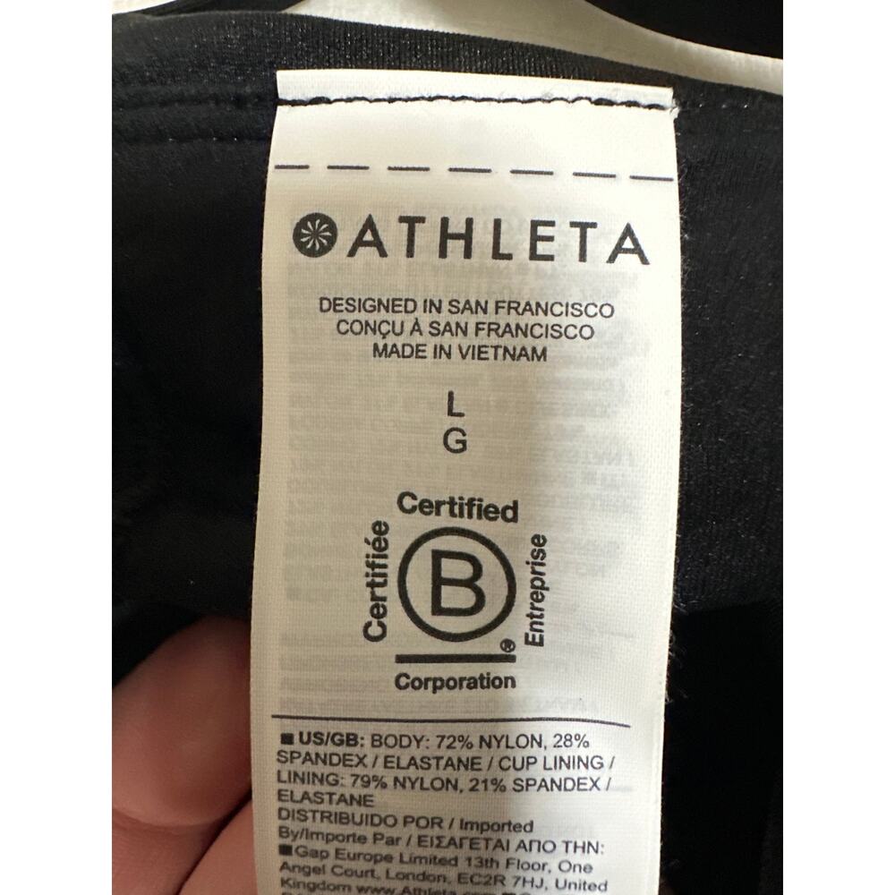 Athleta Black Leopard Print Sports Bra Top Women’s Large Strappy Activewear NWT - Picture 6 of 7